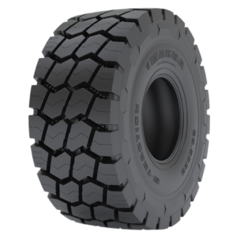 M-TRACTION earthmoving tyre for articulated dump trucks (ADT) and wheel loaders, designed for maximum traction, durability, and resistance to harsh working conditions.